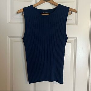 Navy Sleeveless Ribbed Top